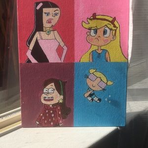 super cute 4 different cartoon characters painting